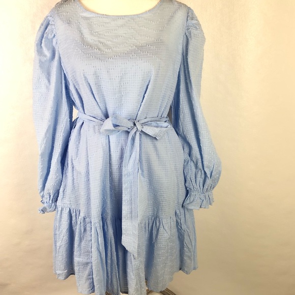 Eloquii babydoll dress with ruffled hem long sleeve cotton SZ 14 - Picture 1 of 14